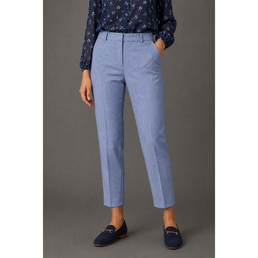 Talbots Hampshire Ankle Pant Womens 16 Light Blue Textured Straight Leg Trousers